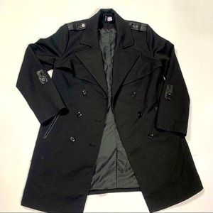 black, mid thigh length pea coat, H&M Divided lightly worn